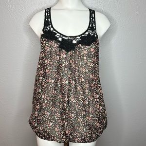 Julie’s Closet Racer back sheer floral print tank top. Size M